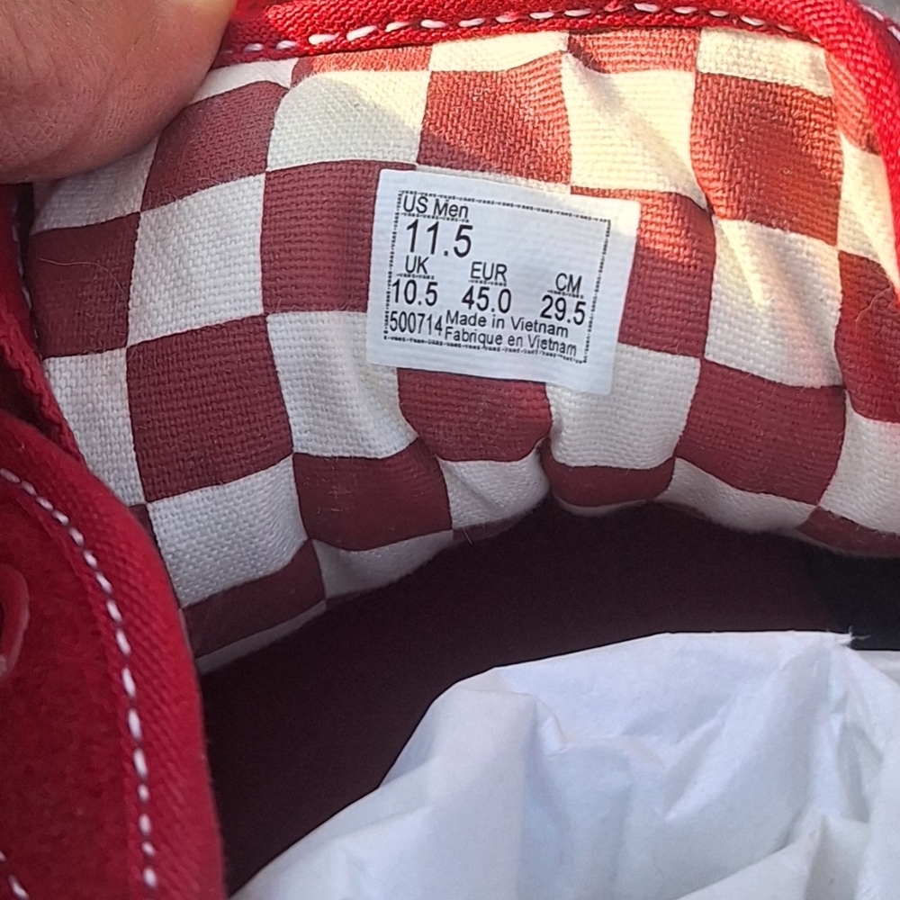 Vans Atwood Red Chili Pepper Sneakers Checkerboard Liner 11.5 - Picture 8 of 13